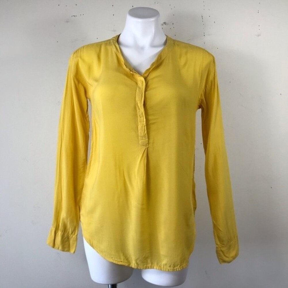 Splendid Yellow Henley Long Sleeve Tunic Blouse Top M Spring Summer Boho - Picture 6 of 14